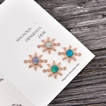 Set de cuatro conectores de opalo sol en oro rosa para creación de joyas DIY - Ópalo Azul / Oro Rosa Estrella de Mar