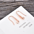 Close-up of 925 sterling silver rose gold U-shape earring hooks with leaf texture - Rose Gold (kk10-r)