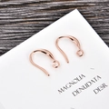 Detailed close-up of rose gold U-shaped ear wire hooks for DIY jewelry making - Rose Gold (kk13-r)