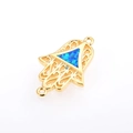 Conector mano de Fátima bañado en oro con ópalo azul para creación de joyería - Conector Palma Ópalo Artificial Azul Oro Amarillo (DM-B014)