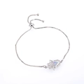 Pulsera Mano de Fátima de plata con ópalo azul y cadena de caja ajustable mujer - Pulsera Ópalo Artificial Rosa Oro Blanco (DM-B014)