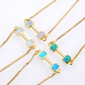 Adjustable gold dumbbells bracelets with colorful opal stones in four vibrant shades - Gold Opal Bracelet Mix