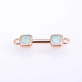 Rose gold dumbbell jewelry connector with rectangular opal stones for DIY crafts - Approx 22.5*6*1.5 / Rose Gold White Opal Dumbbell
