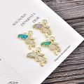 Set de colgantes de ángel hechos a mano con circón blanco y alas de ópalo para joyería DIY - Ángel de Oro Opalo Azul (B077)