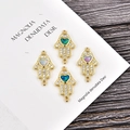 Hamsa Hand Verbinder mit Herz-Opal und Zirkonia für DIY-Schmuckherstellung in Gold - Herz Hamsa Verbinder (Gold/Blauer Opal)