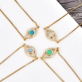 Detailansicht der Evil Eye Armbänder mit Vergoldung und bunten Opalsteinen - Gelbgold Auge Armband