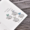 DIY rabbit jewelry connector set with opal ears and micro-pave cubic zirconia stones - Blue Opal / Platinum Rabbit