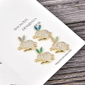 DIY rabbit jewelry connector with sparkling cubic zirconia and colorful opal stones - Blue Opal / Gold Rabbit