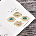 Handmade gold evil eye charms with opal and zirconia for DIY jewelry making - Blue Opal / Gold Eye