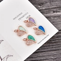 Pendentifs cœur en or rose avec opale et zircons déclinés en quatre couleurs variées - Opale bleue / Cœur Or Rose