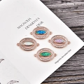Handmade evil eye jewelry connectors with natural opal and cubic zirconia in four colors - Blue Opal / Rose Gold Evil Eye
