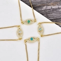 Parure de bijoux mauvais œil avec chaînes dorées et pendentifs en opale colorée - Bracelet Oeil Or Jaune