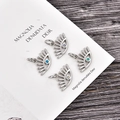 Set de cuatro colgantes de ojo de plata con piedras de opalo en tarjeta blanca - Opale azul / Ojo del Mal Blanco Oro