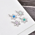 Sparkling snowflake pendants with colorful opal gemstones in white, blue, green, and pink - Platinum Pentagram-Blue Opal