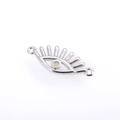 Retro evil eye connector charm in silver finish with iridescent opal stone inlay - Pink Evil Eye / Silver