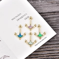 Golden anchor pendants set with colorful opal stones for DIY jewelry making and crafts - Anchor Pendant-Blue Opal / Gold
