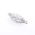 Silver evil eye connector charm with opal stone for DIY jewelry making - White Evil Eye / Silver