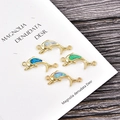 Dolphin charm connectors with Australian opal and cubic zirconia in four vibrant colors - Blue Opal / Gold Dolphin