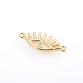 Vintage evil eye jewelry connector with gold plating and white opal stone inlay - Pink Evil Eye / Gold