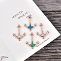 Handmade anchor charms with opal and zircon in rose gold plating for DIY bracelets - Anchor Pendant-Blue Opal / Rose Gold