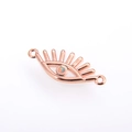 Rose gold eye charm connector with iridescent opal stone for DIY jewelry making - Pink Evil Eye / Rose Gold