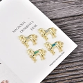 4er-Set goldene Pferdeanhänger mit Opal-Inlay für DIY-Schmuck und Armbänder - Blauer Opal / Zubehör / Goldenes Pferd