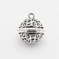 Detailed silver hollow filigree ball pendant for DIY necklaces and handmade jewelry - Hollow Sphere Pendant / Antique Silver