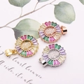 Detailed trio of Hamsa pendants with rainbow zircon stones in gold and silver plating - Hamsa Hand Zirconia / Gold