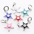 Star-shaped enamel pendants with zircons in six colors for DIY jewelry making - White (White Gold Star) / Silver