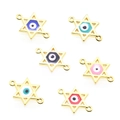 Star of David heart evil eye jewelry connectors in six colors for DIY bracelets - White / Gold