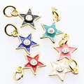 Gold-plated star charms with colorful enamel and zircon stones in six vibrant shades - White (Gold Star) / Gold