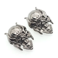 Detailed view of gun black skull beads with horns for gothic jewelry making and DIY projects - Gun Black