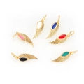 Polished alloy angel wing pendants in six enamel colors for DIY necklace making - White / Gold