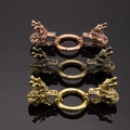 Three-color dragon head jewelry clasps in gold, antique bronze and red copper finishes - Mixed Dragon Colors