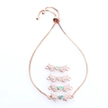 Detail of rose gold angel wing heart bracelet featuring opal and micro-pave zircons - Blue Opal / Rose Gold