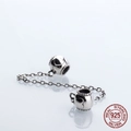Cadena de seguridad en plata S925 con diseño de corazones para pulseras de cuentas - Estilo Relieve Corazón (S080-5)