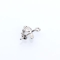Silver flower petal pearl pendant connector with leaf details for DIY jewelry making - Platinum