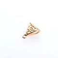 Macro detail of a 3D hollow triangle pendant with gold-plated geometric patterns - Geometric Pattern 3D Triangle / Light Gold