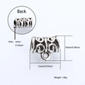 Détail d'une perle en argent vintage avec motif à volutes et dimensions pour bijoux DIY - Bélière Perle Grand Trou Motif Volute (DM209-4)