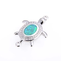 Connecteur tortue en argent avec opale bleue et zircons pour la création de bijoux - Argent Vert Tortue