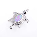 Connecteur tortue en argent avec opale rose et zircones pour la création de bijoux diy - Argent Rose Tortue