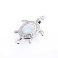 Connecteur tortue en opale argentée avec halo de zircones pour bijoux DIY - Argent Blanc Tortue