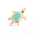 Connecteur tortue en or avec opale verte et zircons blancs pour la création de bijoux DIY - Or Vert Tortue