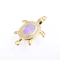 Connecteur tortue en métal doré avec opale violette et brillants zircons blancs - Or Rose Tortue