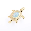 Connecteur bijoux tortue dorée avec opale ovale et accents de zircone - Or Blanc Tortue