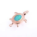 Connecteur tortue en or rose avec opale bleue et zircone pour bijoux faits main - Or Rose Vert Tortue