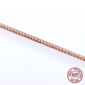 Macro detail of S925 sterling silver wheat chain with rose gold finish and engraving - 40CM / Rose Gold