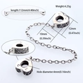 S925 Sterlingsilber Herz Sicherheitskette für Armbänder mit schwarzen Zirkonia Steinen - 925er Silber / Herz-Stil mit schwarzen Strasssteinen (S152)