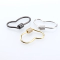 Three heart-shaped screw clasp jewelry connectors in gold silver and black finishes - Heart (Gunmetal Black)
