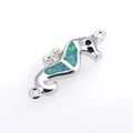 Connecteur hippocampe en argent avec opale turquoise pour bracelets DIY - Argent Vert Hippocampe